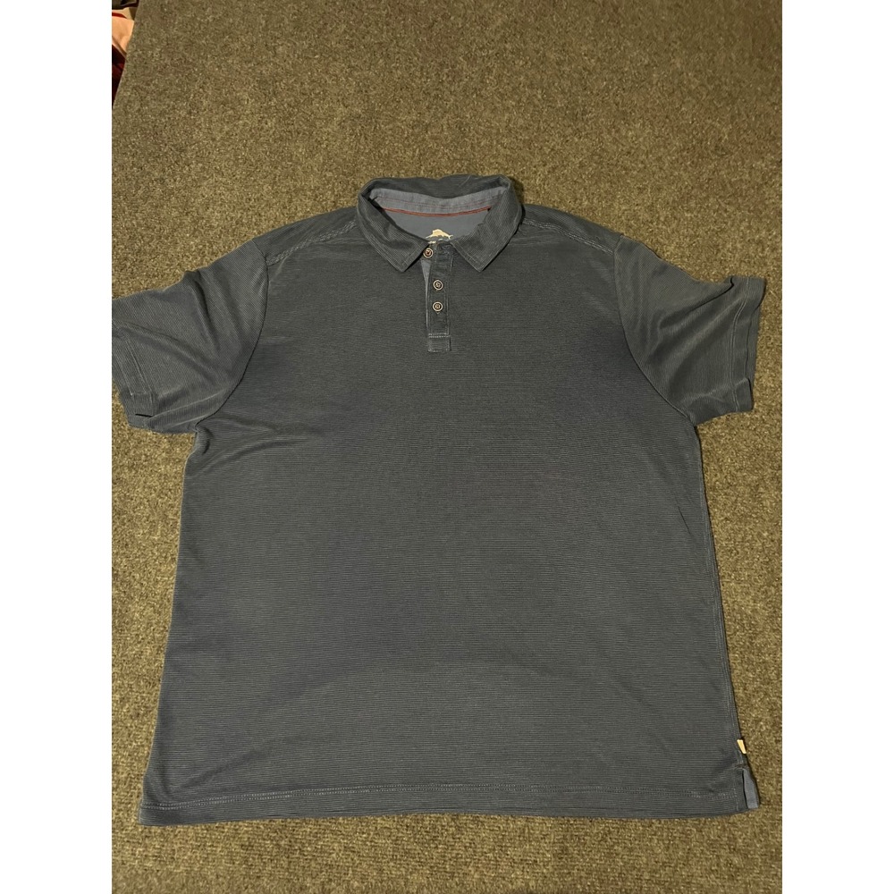 Tommy Bahama Mens XL Blue Textured Short Sleeve Polo Shirt